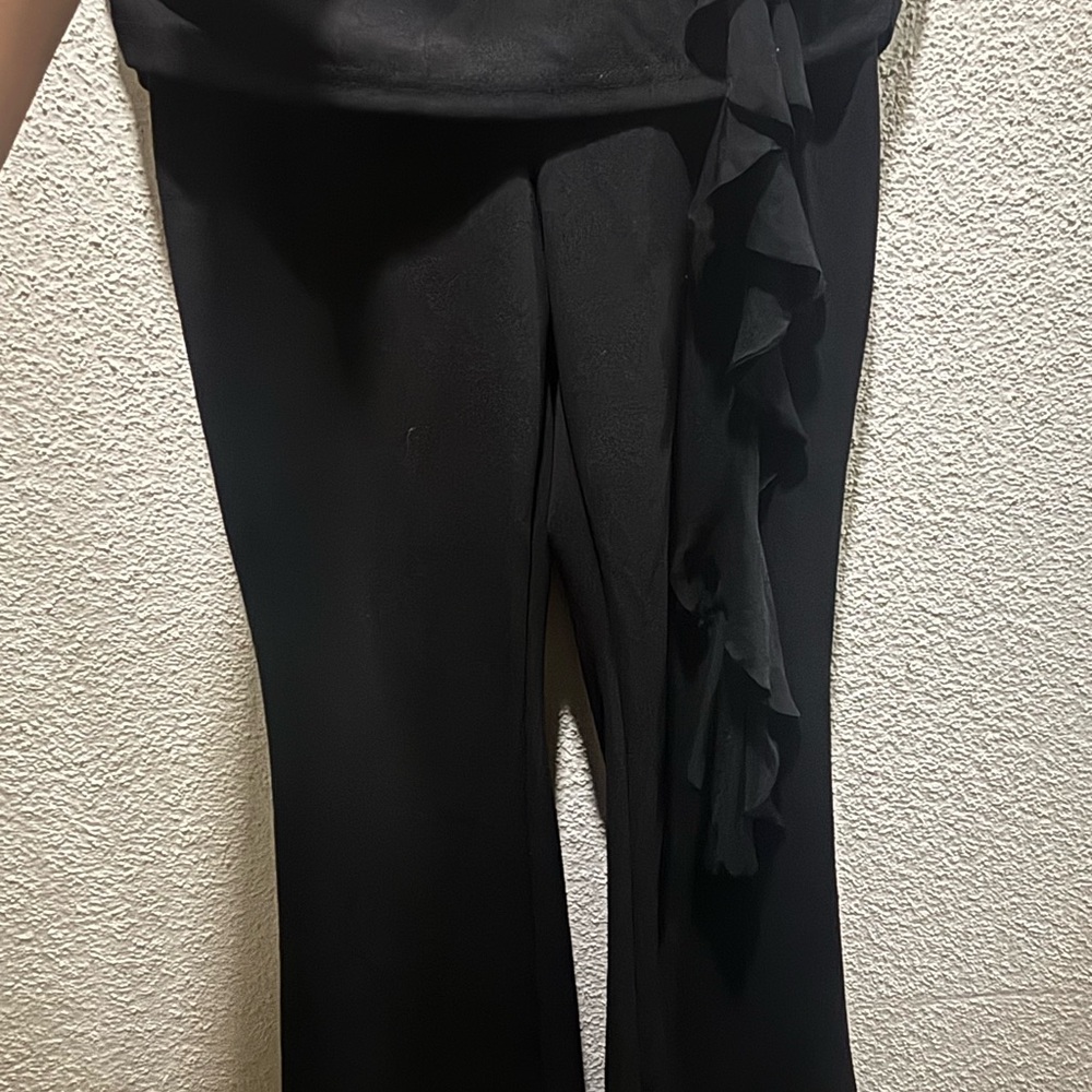 Elegant Black Women's Pants with Ruffle Detail
